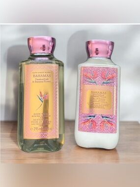 NEW Bath & Body Works Bahamas Passionfruit, Banana Flower Body Wash & Lotion Duo